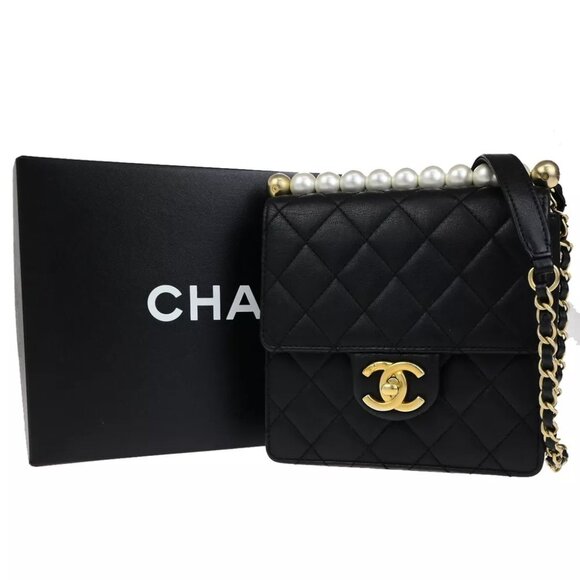 CHANEL CC Matelasse Chic Pearl Chain Mini Shoulder Bag Leather BK GHW 307RK758 - Picture 1 of 14